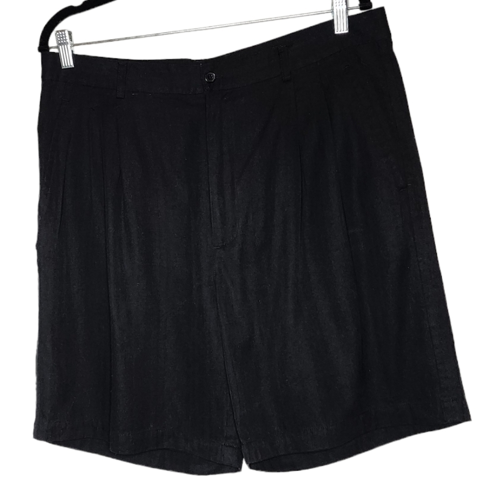 100% silk Van Heusen‎ black pleated shorts.